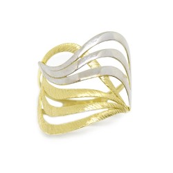 Anel Ondas Bicolor Vazado em Ouro 18 Kilates � 25251